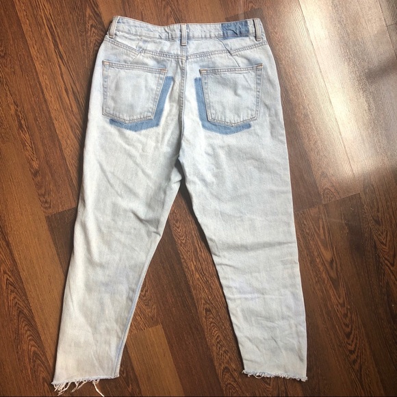 TOPSHOP Blue Colorblock Mom Jeans (discontinued) - Picture 4 of 5